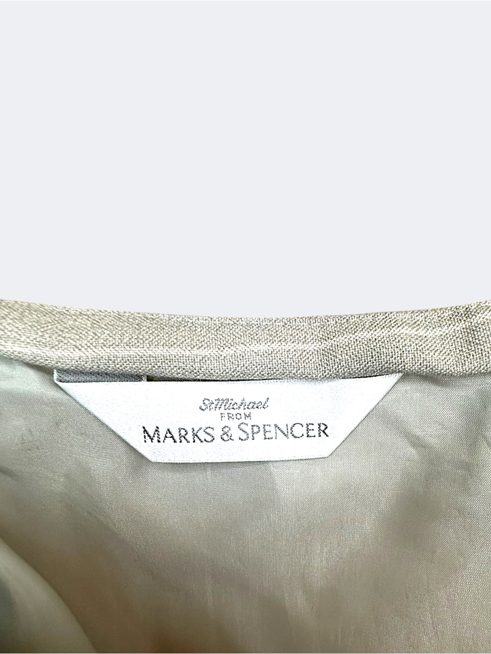Vintage 1994 Marks & Spencer Sage Grey Wool Pinstripe Midi Skirt - Size 10 / M - Picture 2 of 16